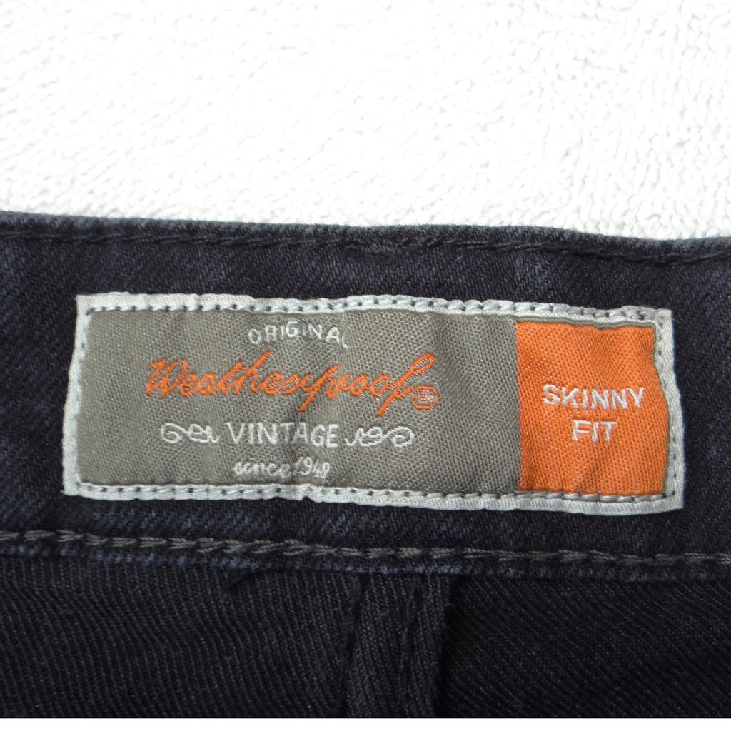 Weatherproof Vintage Mens Skinny Fit Black Stretch Jeans 36x32