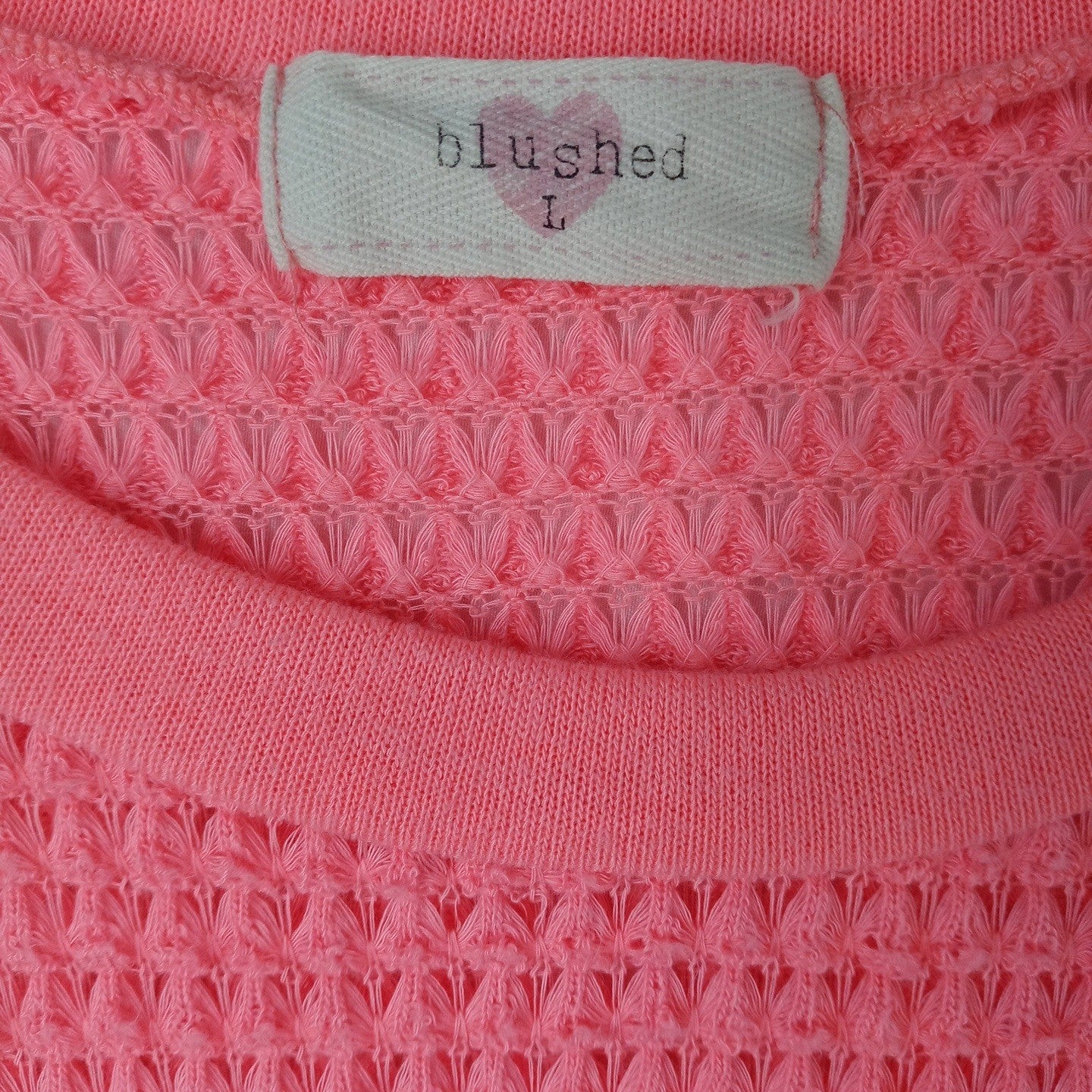 Blushed Coral Pink Waffle Knit Cropped Sweater Size L