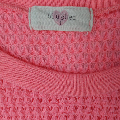 Blushed Coral Pink Waffle Knit Cropped Sweater Size L