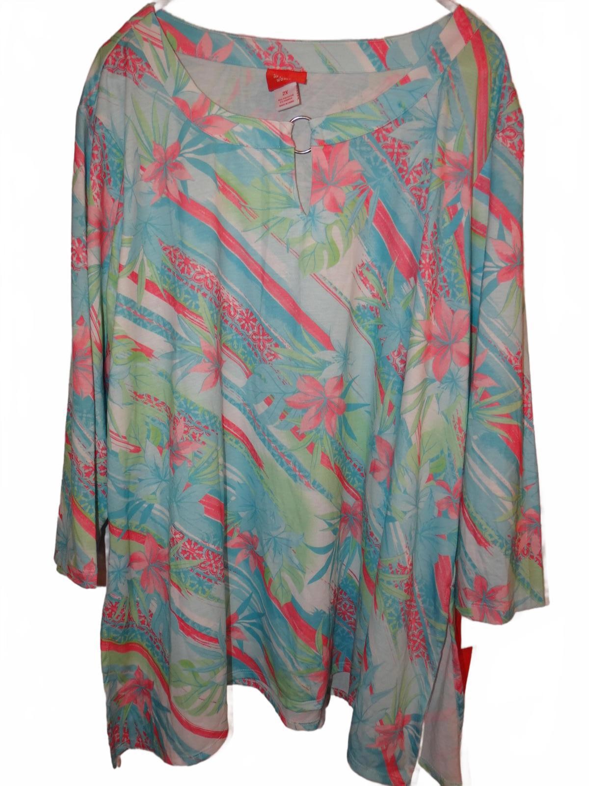 Hearts of Palm Woman Floral Print Tunic Top, Size 2X