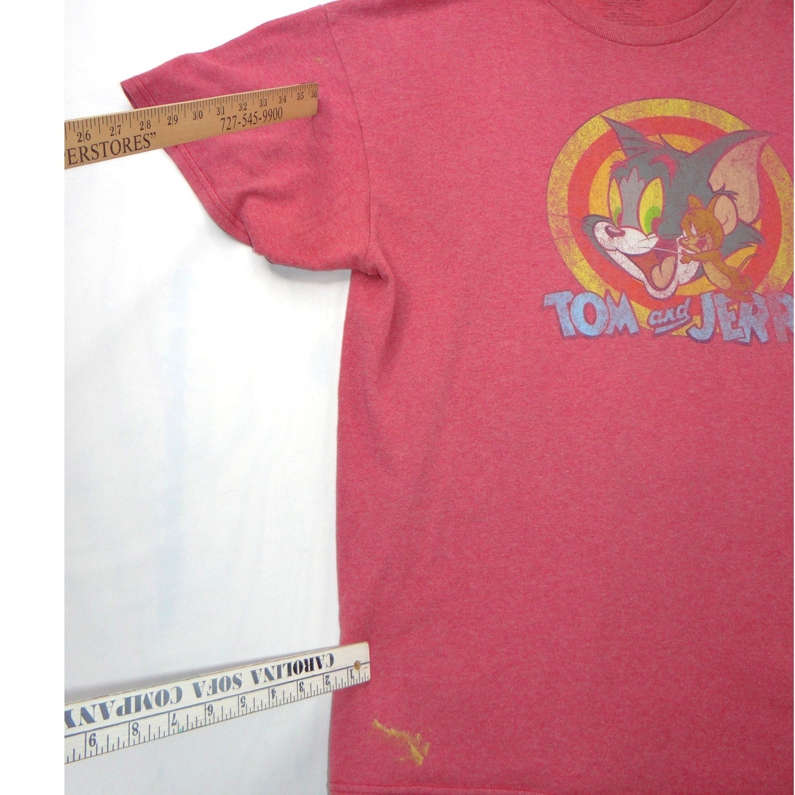 Tom and Jerry Graphic T-Shirt Mens XL Heather Red Short Sleeve Cartoon Tee