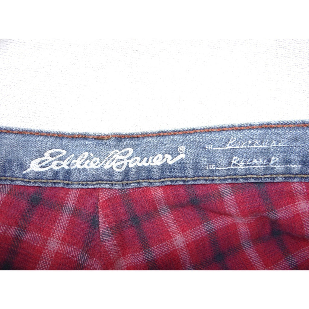 Eddie Bauer Womens P8 Light Wash Flannel Lined Boyfriend Relaxed Jeans