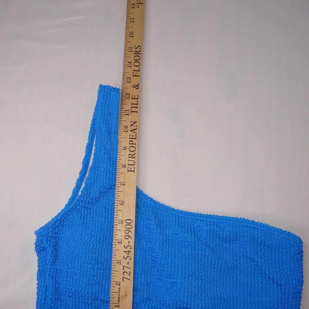 Blue Textured One Shoulder Bikini Swimsuit Set Women's Size Medium
