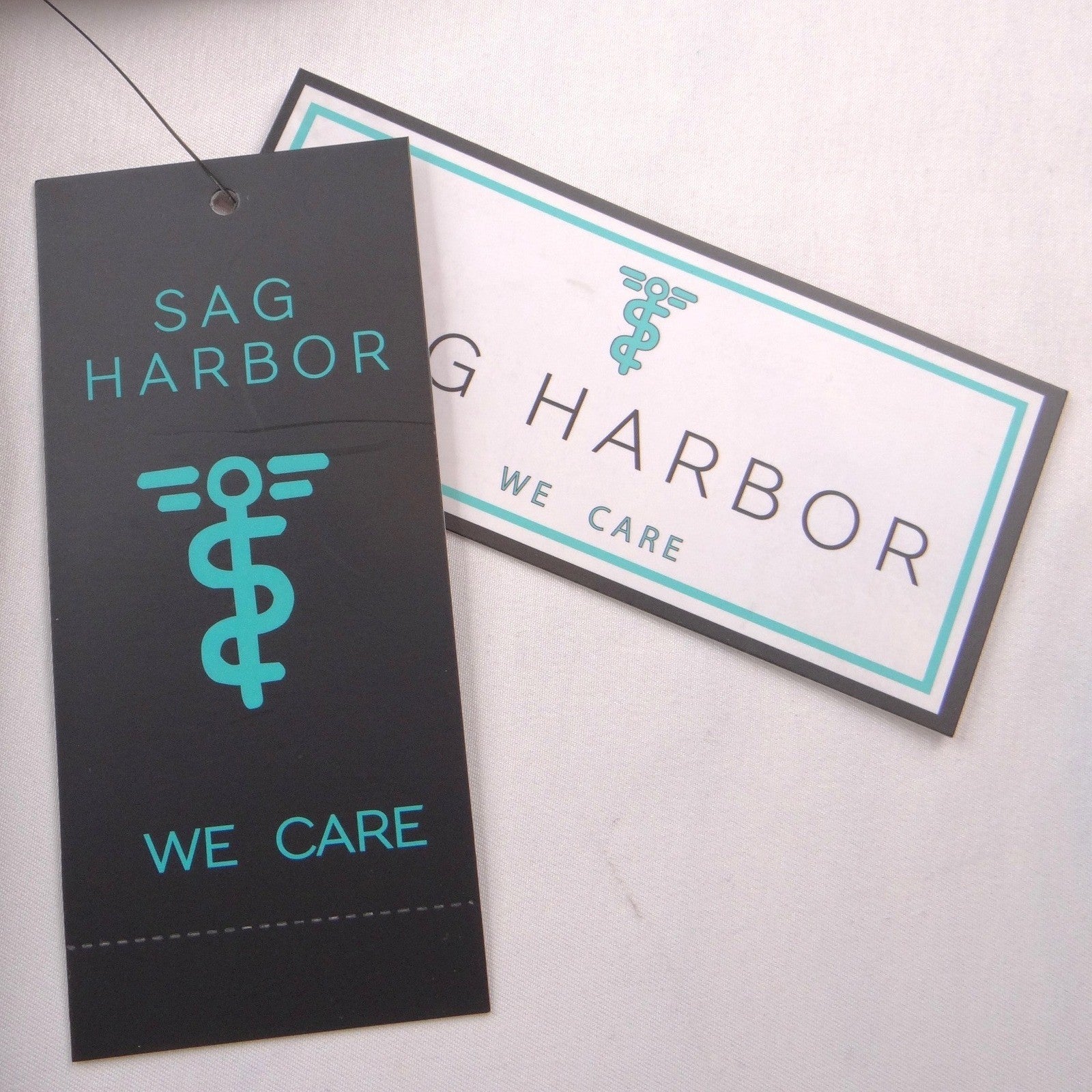 NWT-Sag Harbor We Care Black V-Neck Scrub Top Medical Uniform 4-Way Stretch Med