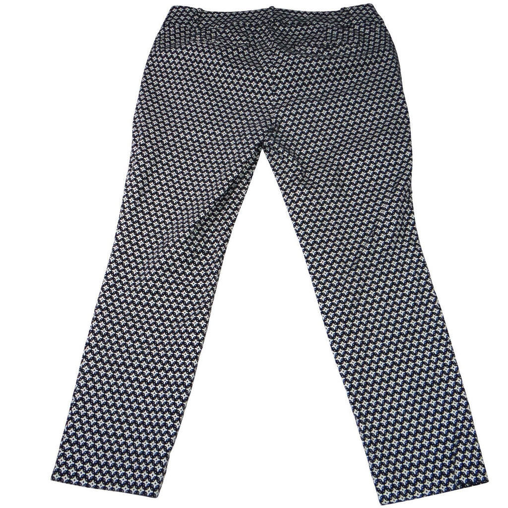 LOFT Outlet Petite Modern Trousers Pants Geometric Print Navy White Size 8P