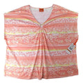 NWT-Hearts of Palm Woman Blush Strokes Print V Neck Gathered Ring Top 3X