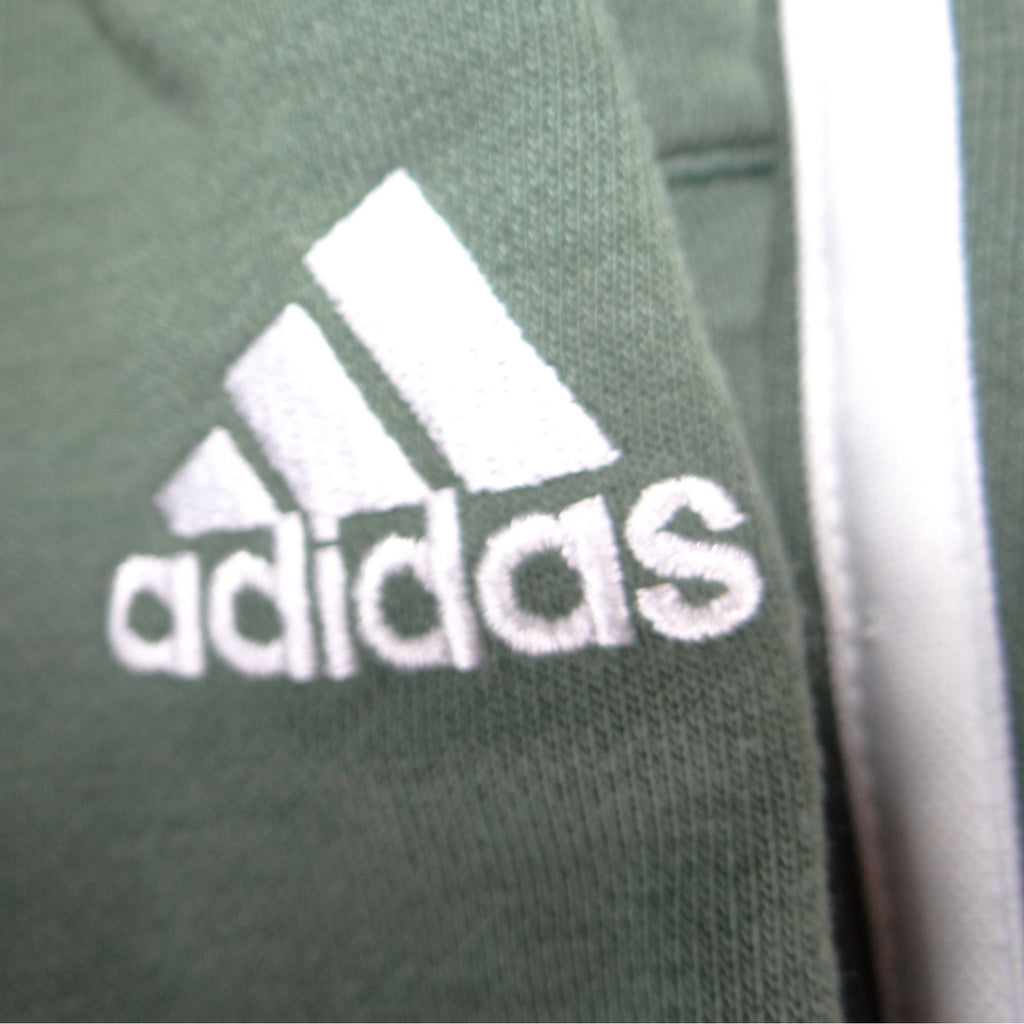 Adidas Mens 3-Stripe Fleece Jogger Sweatpants Green White Logo