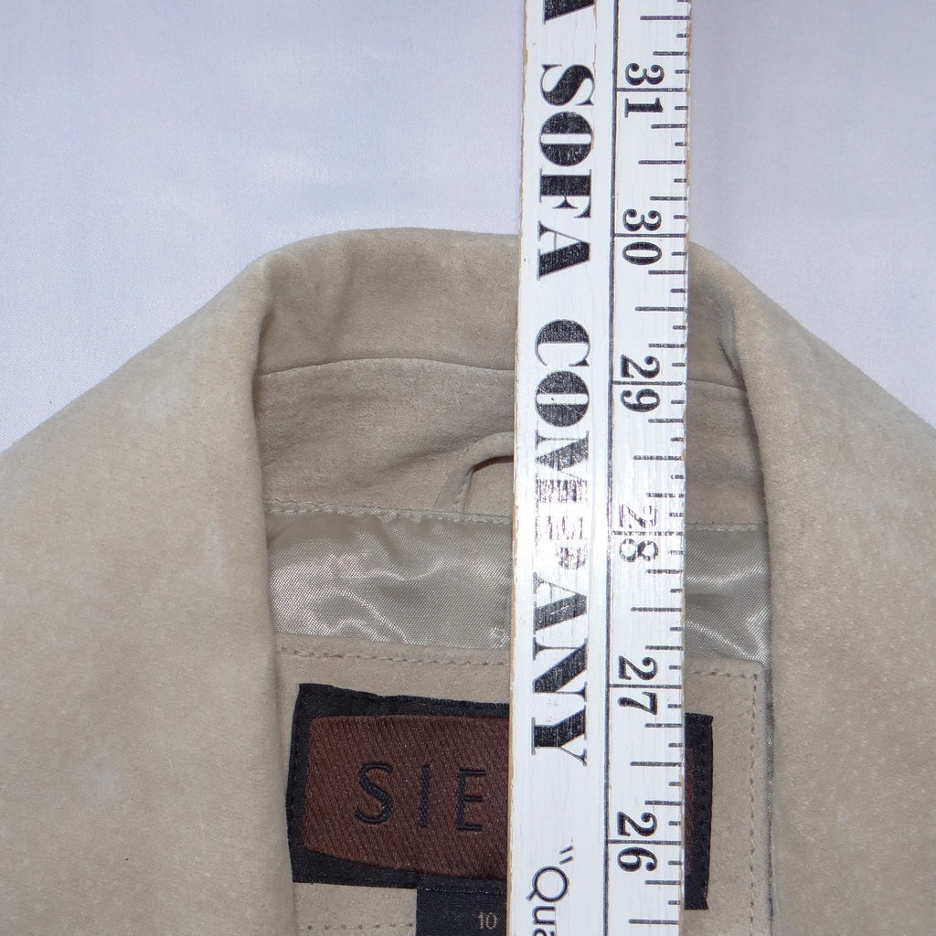 Luxurious Siena Women's Beige Genuine Suede Leather Blazer Jacket Size 10