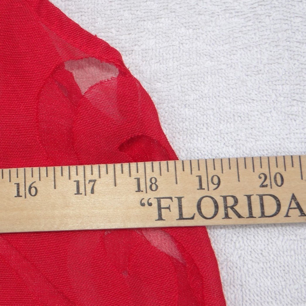 VTG Mirror Image Red Floral Burnout Sleeveless Tunic Sharkbite Hem Top Women M