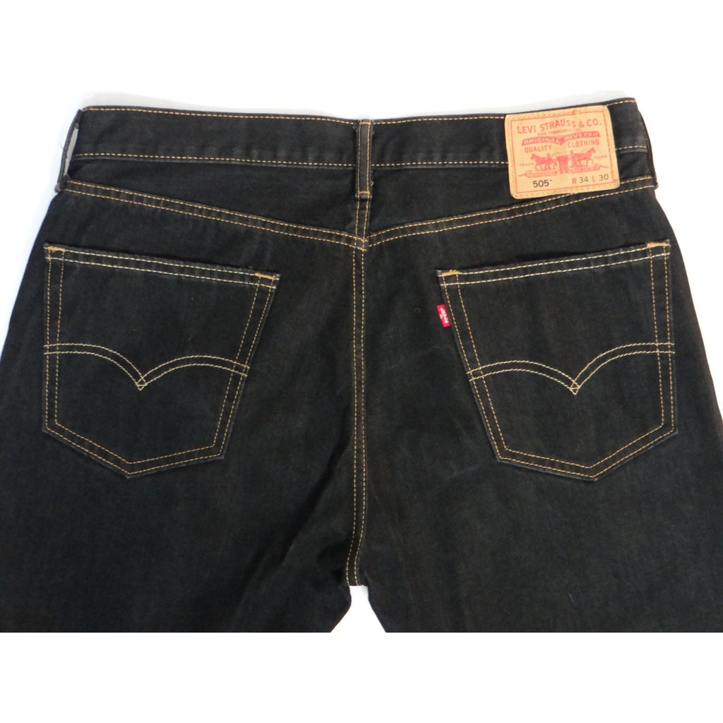 Altered Custom Levi Strauss 505 Mens Black Straight Fit Jeans Size 34x24