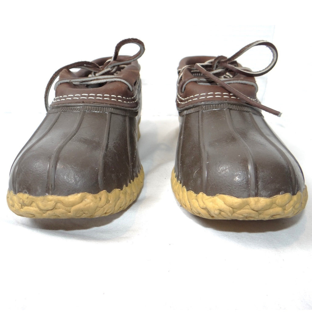 LL Bean Boots Mens 7 M Brown Leather Rubber Gumshoe Moccasin Duck Boots Made USA