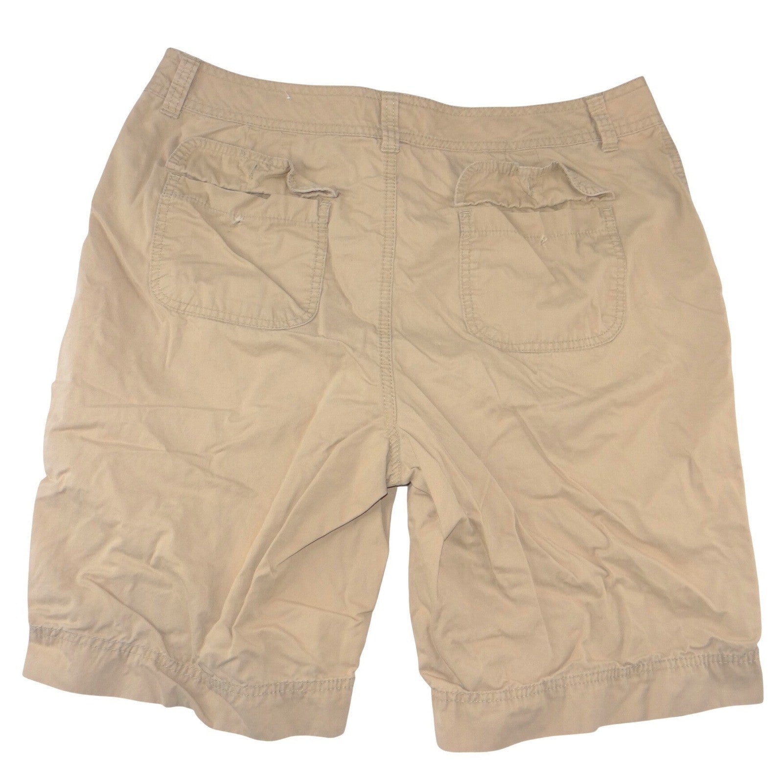 St Johns Bay Womens Khaki Chino Shorts Tan Cotton Twill Size 14 Casual Utility