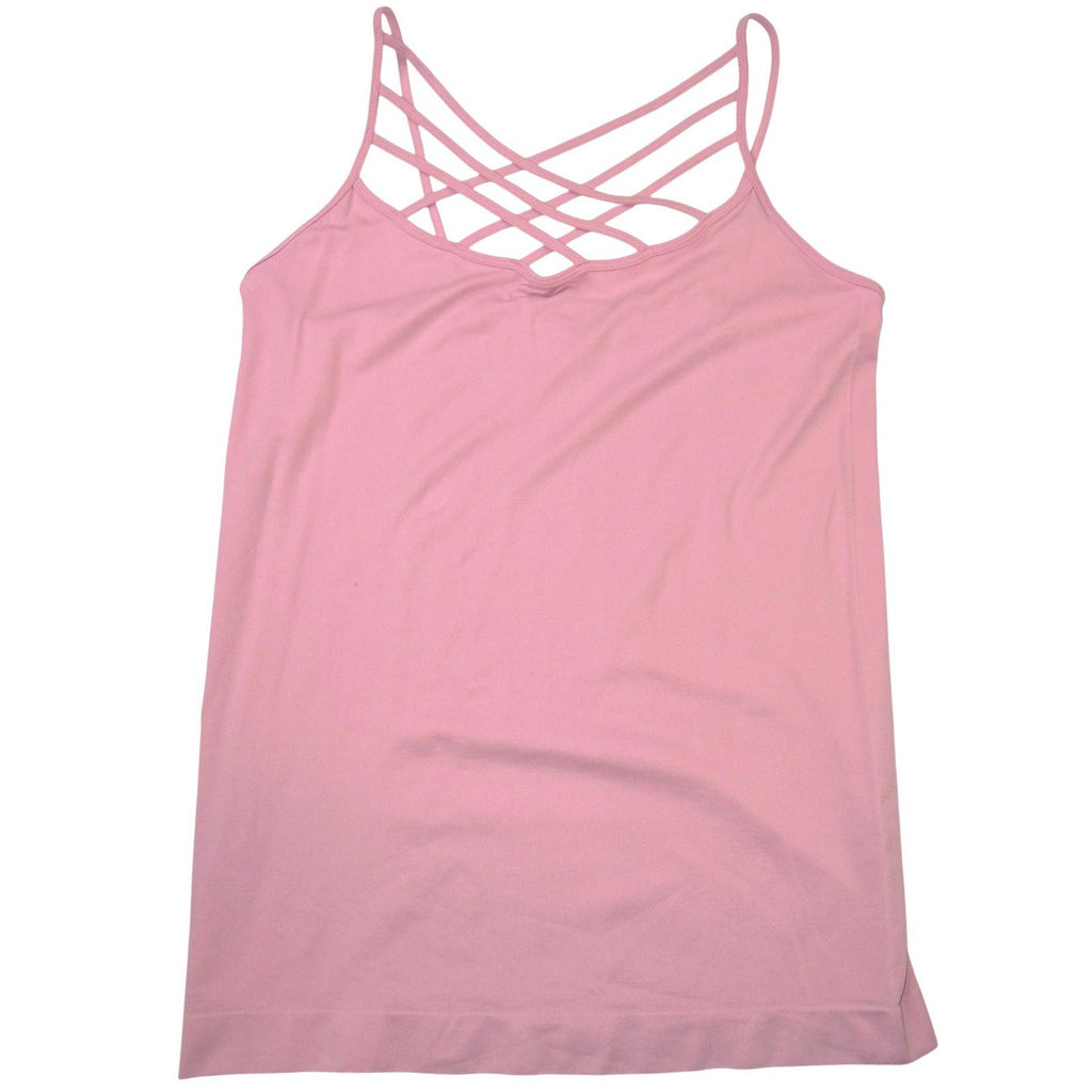 Zenana Outfitters Pink Lattice Strappy Neck Camisole Tank Top NT-6660X 1X/2X