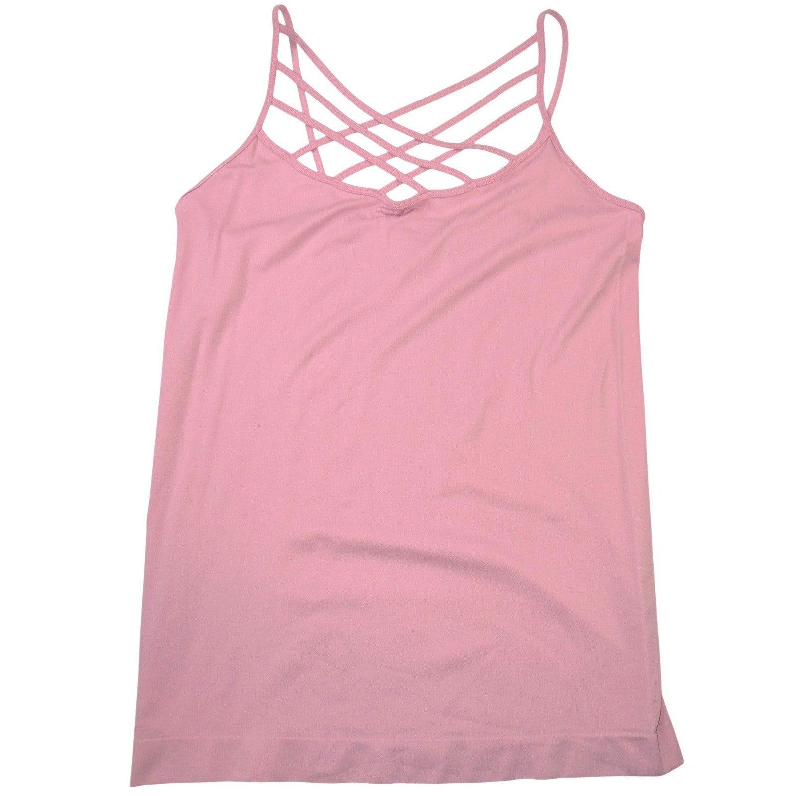 Zenana Outfitters Pink Lattice Strappy Neck Camisole Tank Top NT-6660X 1X/2X