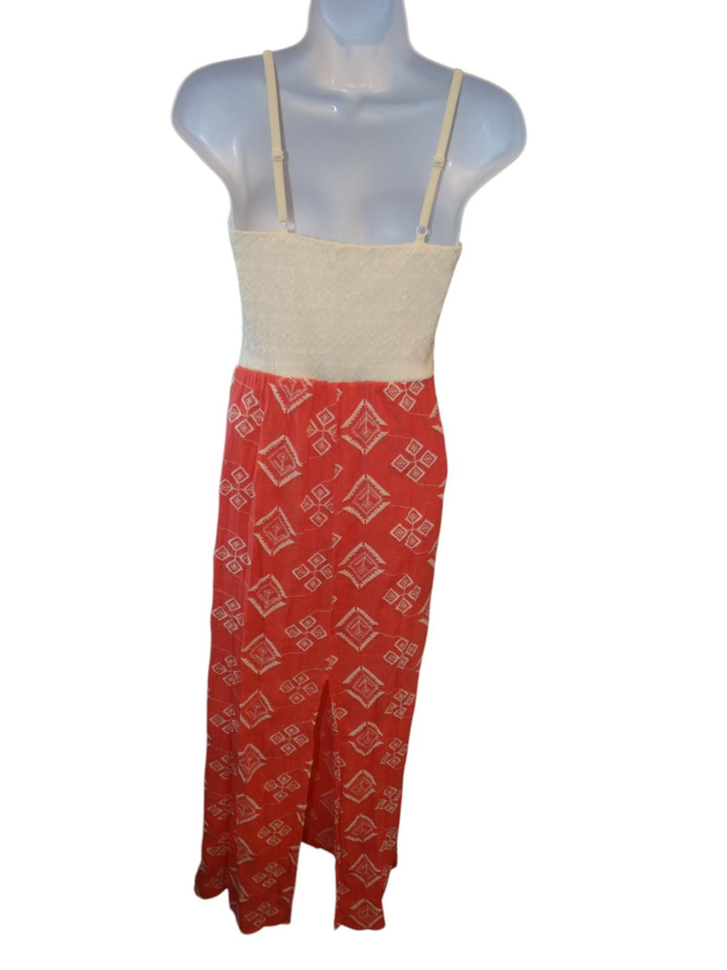 Chic Coral Maxi Dress with Lace Detail