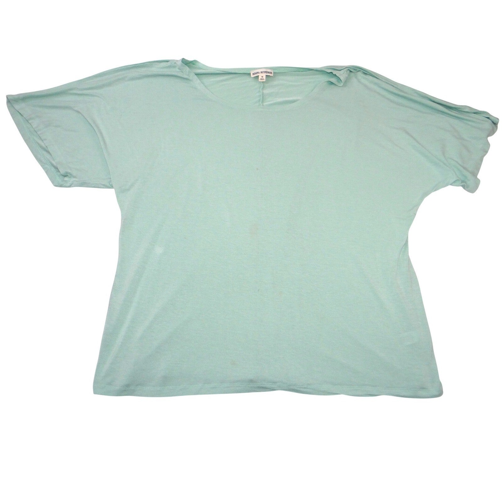 Zenana Outfitters Mint Green Dolman Sleeve Split Shoulder Top Plus Size 1X