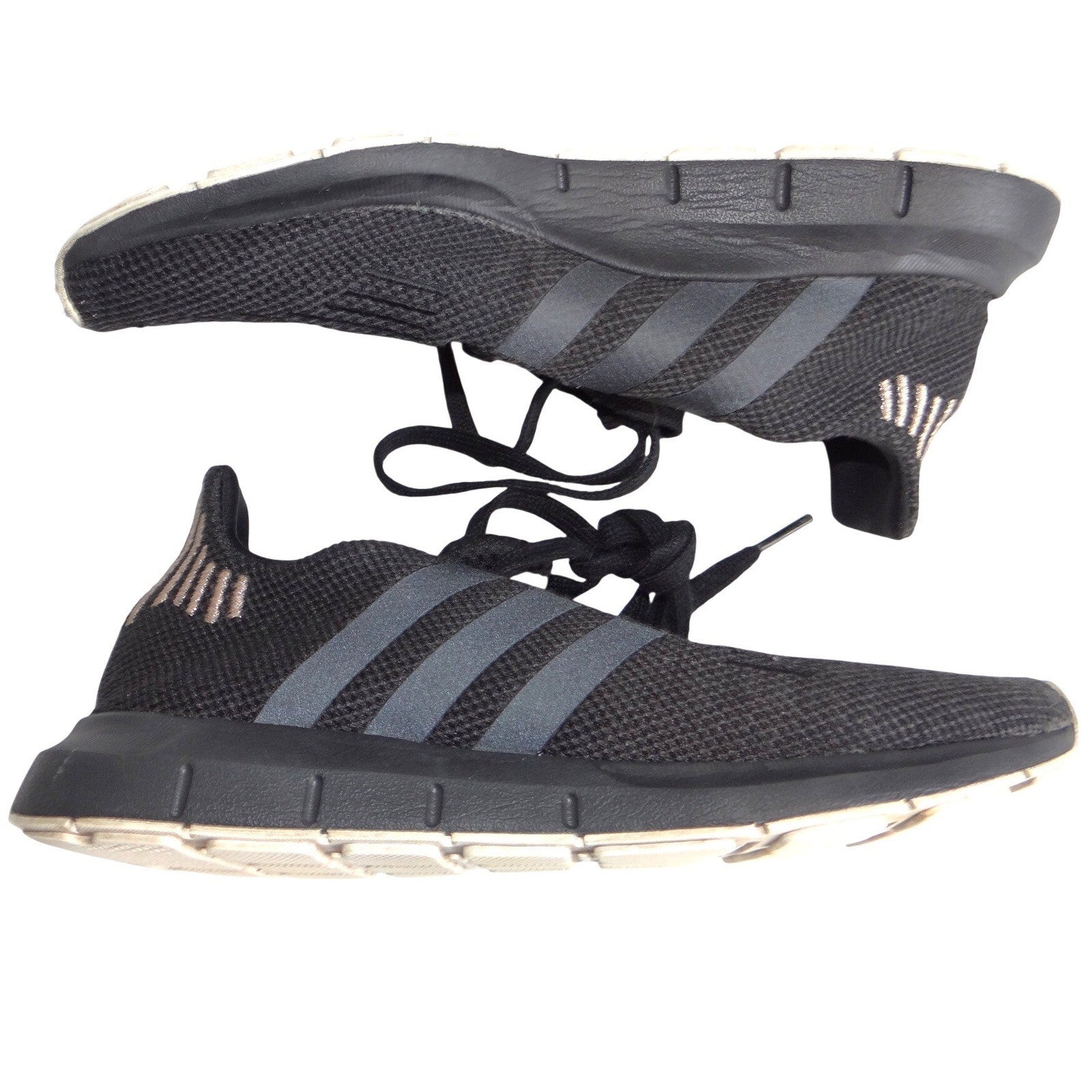 Adidas Swift Run Mens 7 Womens 8.5 Black Grey Copper Sneakers