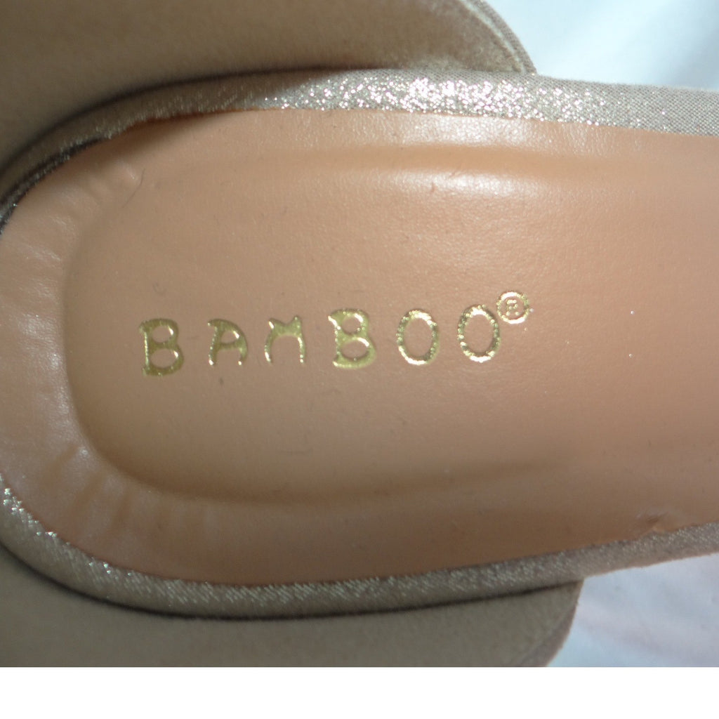 Bamboo Womens Champagne Gold Floral Lace Cork Wedge Platform Sandals Size 10