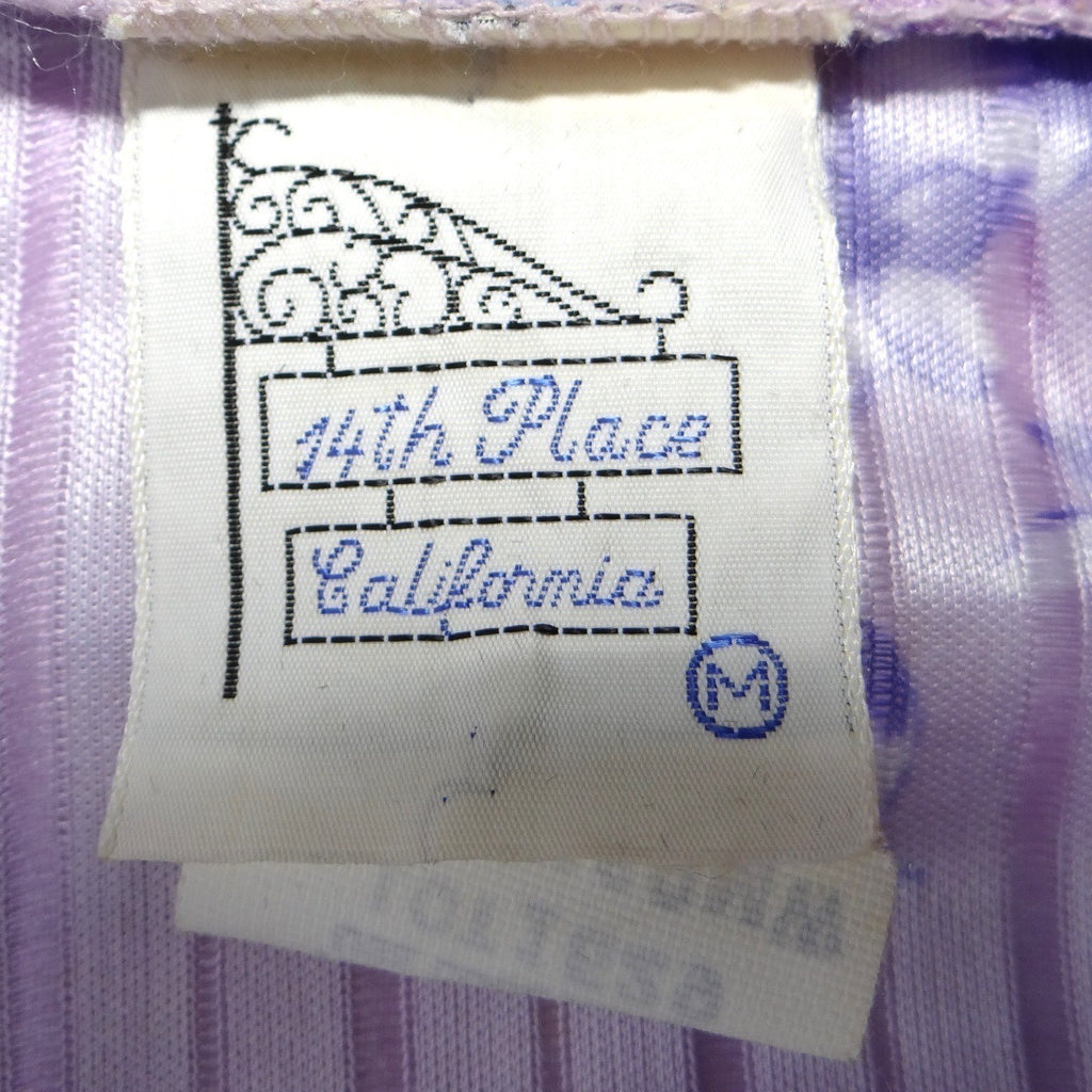 Vintage 14th Place California Purple Floral Shadow Stripe Popover Blouse Medium