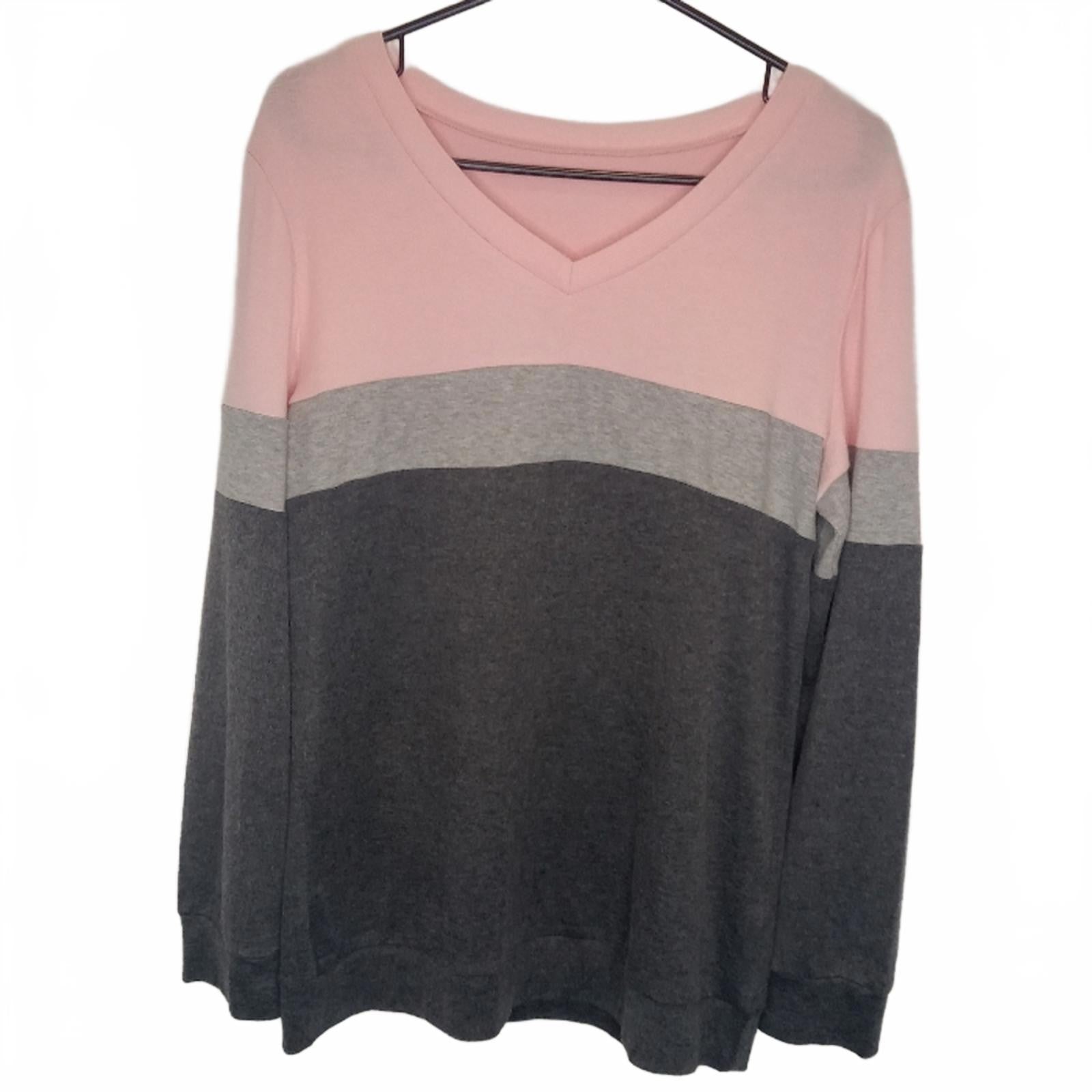Color Block V-Neck Sweater by Unknown Brand - Women's Size S