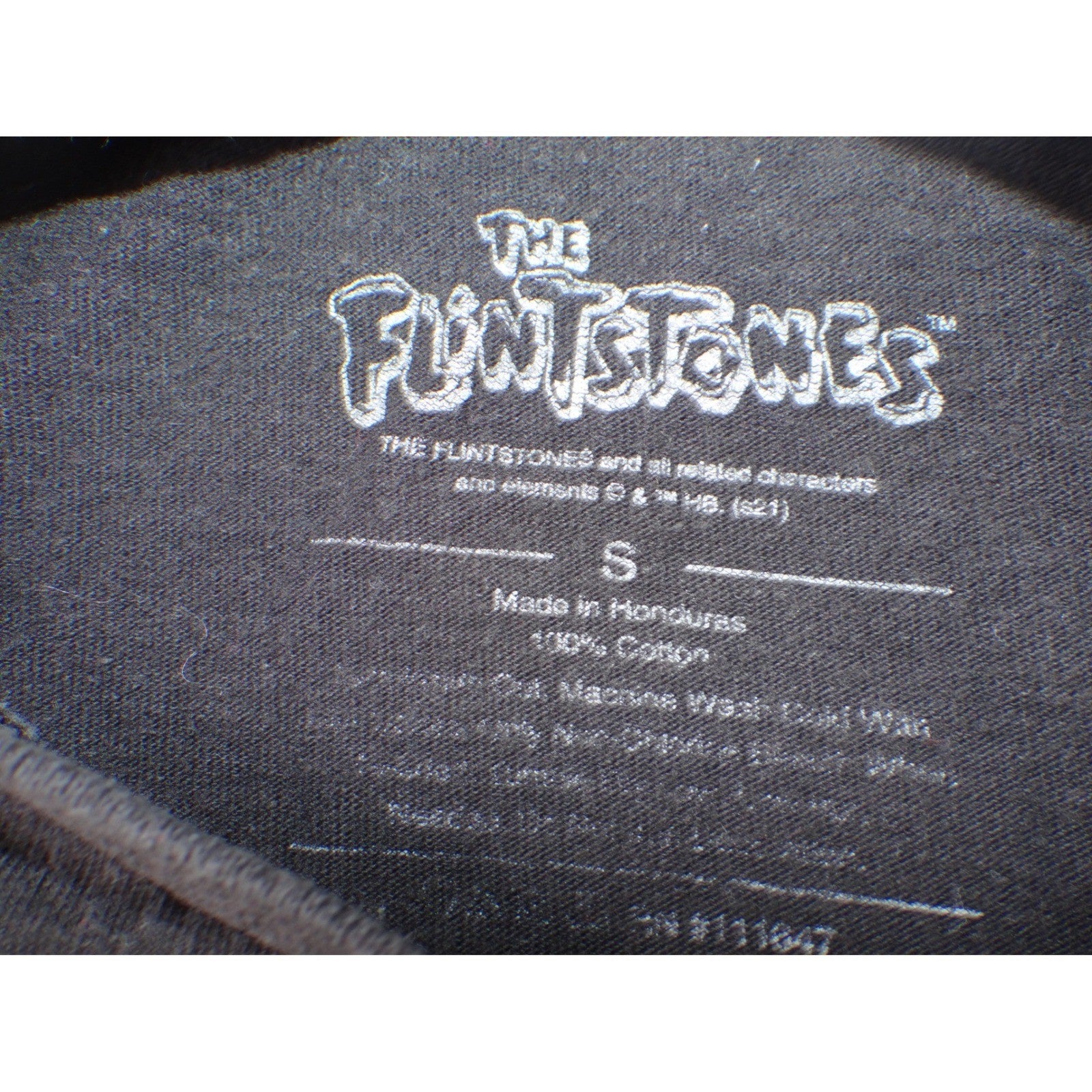 The Flintstones Graphic T Shirt Black Cotton Short Sleeve Crew Neck Kids Size S