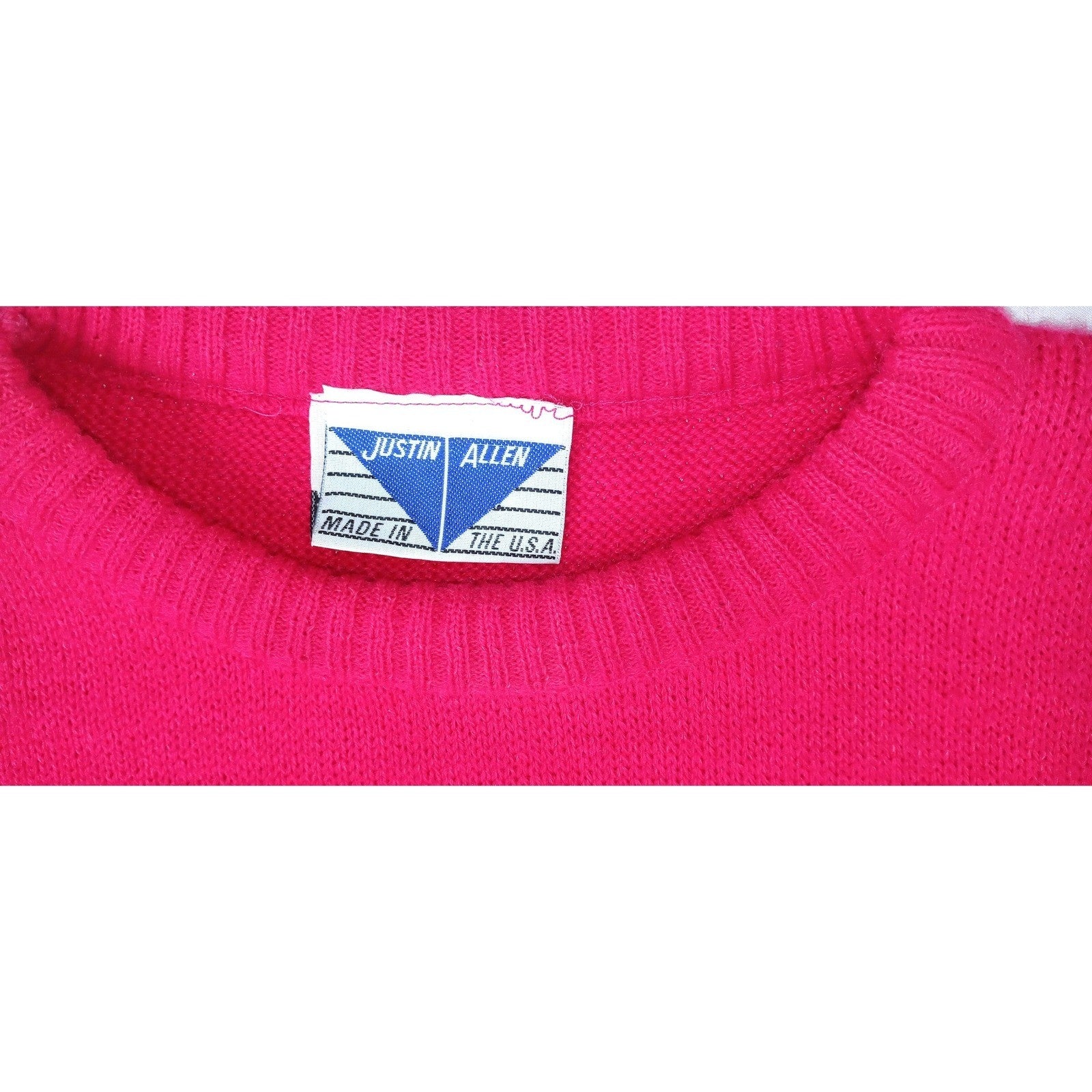 Vintage Justin Allen Women's Bright Pink Over-Sized Knit Sweater Made in USA