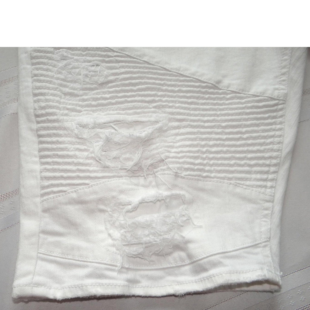 Men's White Distressed Denim Shorts