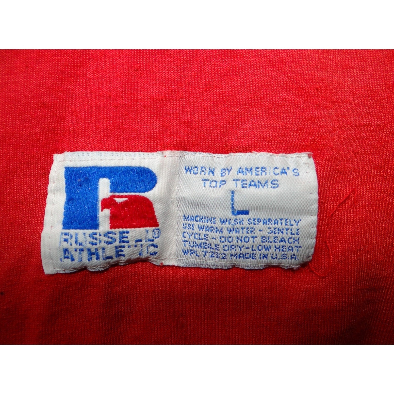 VTG Russell Athletic Men Red Blue Stripe Tank Top Athletic Fit Sz Large USA Made