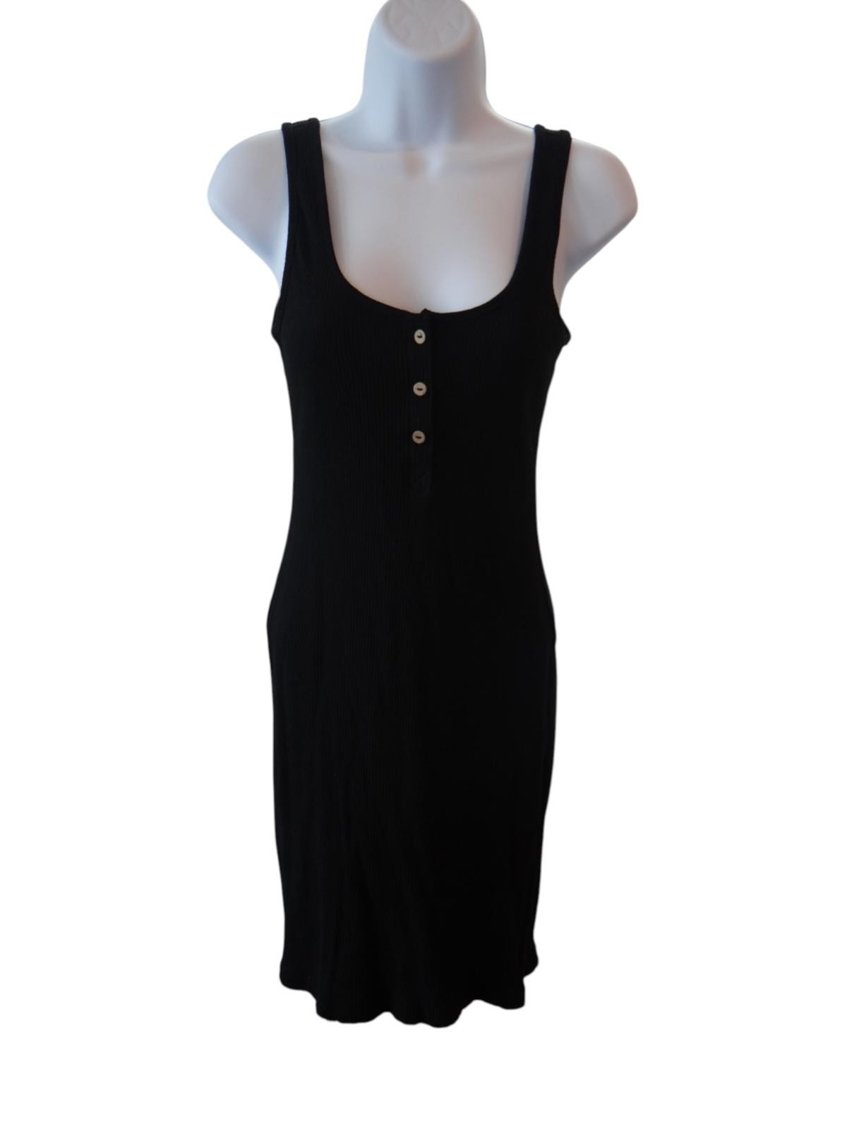 Ambiance Black Sleeveless Mini Dress with Button Detail