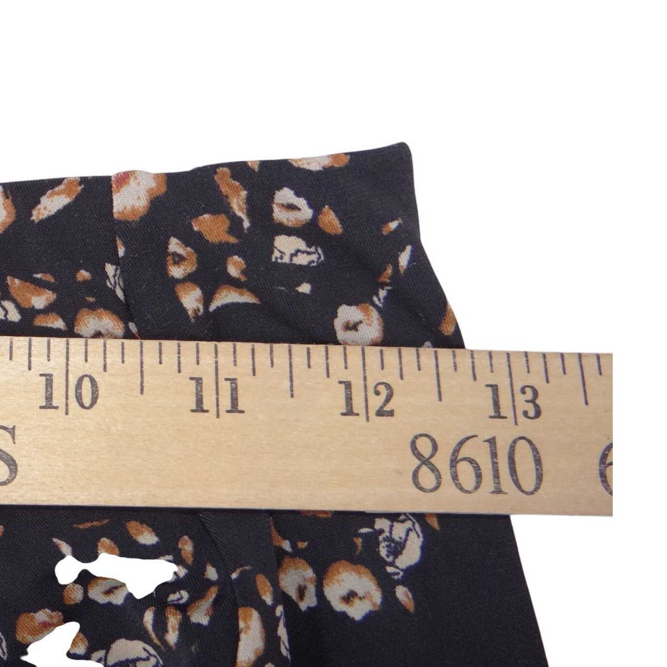 White House Black Market Ruched Floral Leopard Midi Skirt Black XS