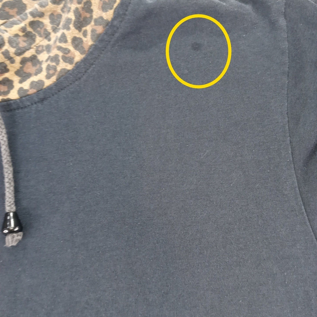 Vintage ENZL Women's Black Leopard Collar Mock Neck Long Sleeve Animal Detail