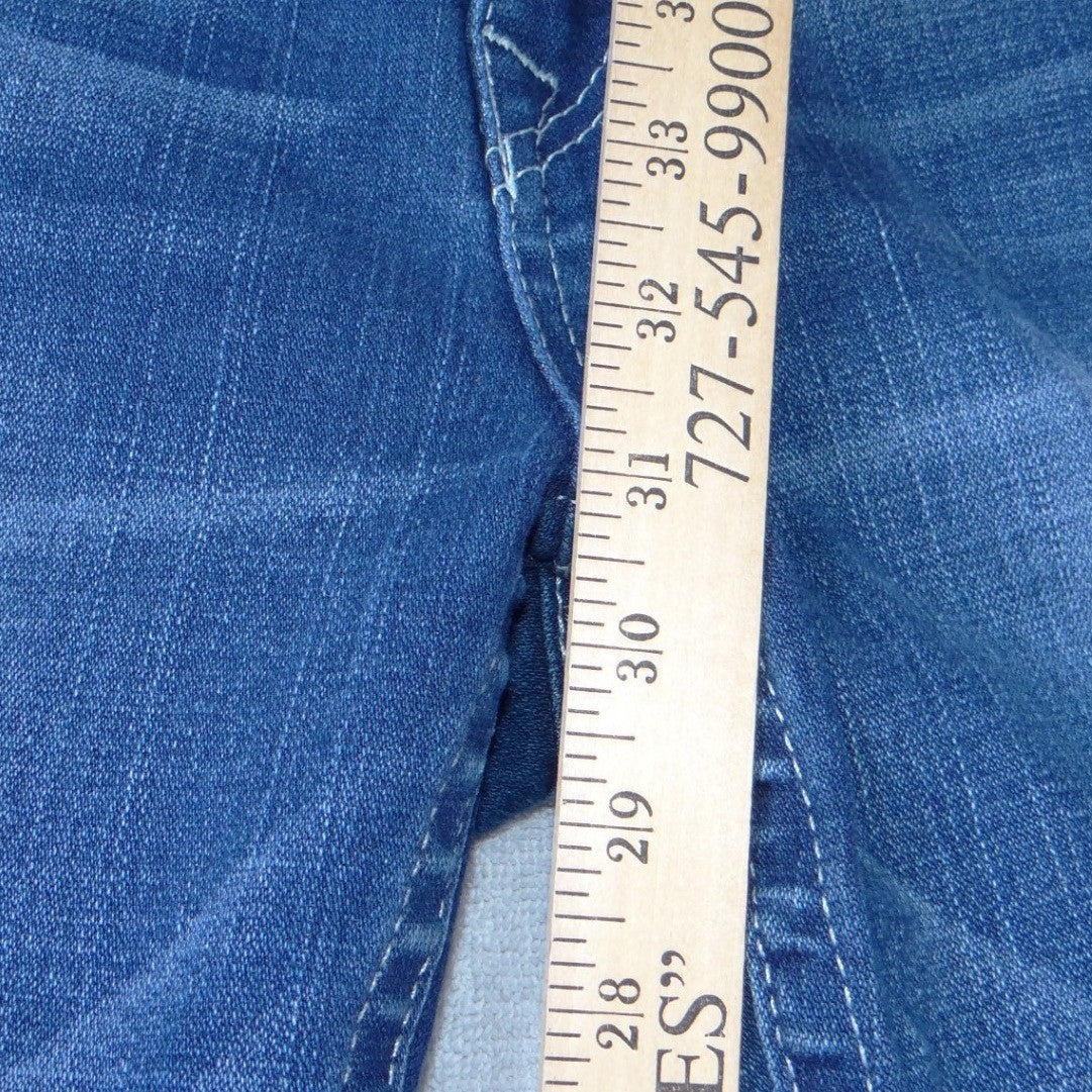 True Religion Joey Bootcut Jeans Womens 31 Medium Wash Blue Made in USA Y2K Low