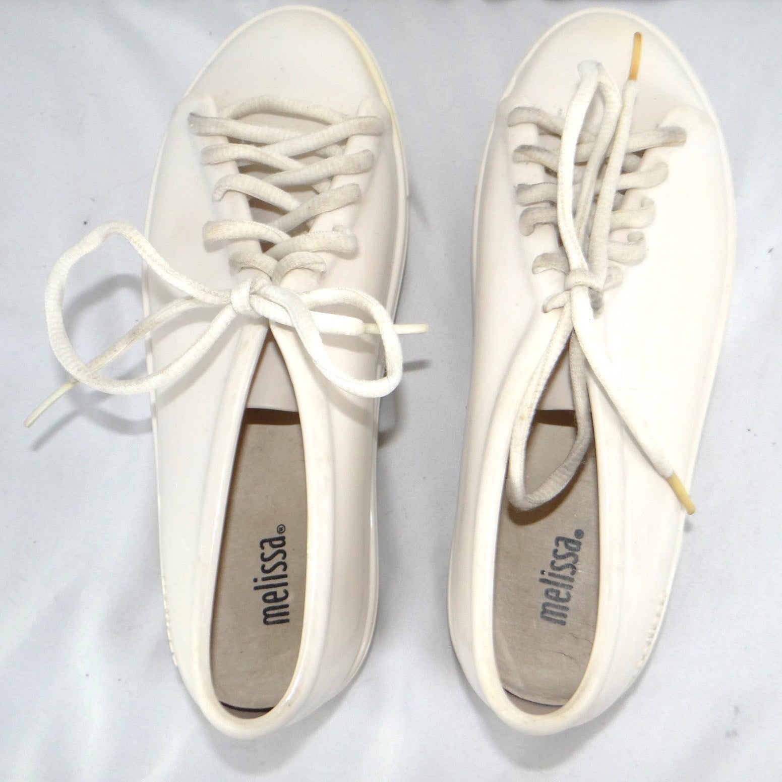 Melissa Be Women White Melflex PVC Platform Jelly Sneakers Lace Up Shoes