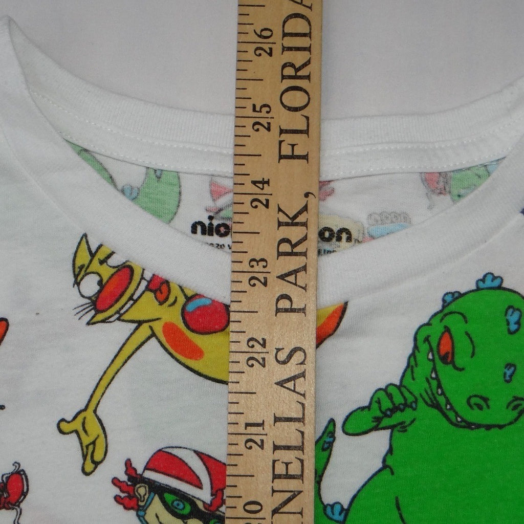 Nickelodeon 90s Cartoons All Over Print Shirt Mens Medium White Rugrats Reptar