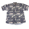 North River Outfitters Mens Bass Fishing Print Button Down Shirt Blue Size M