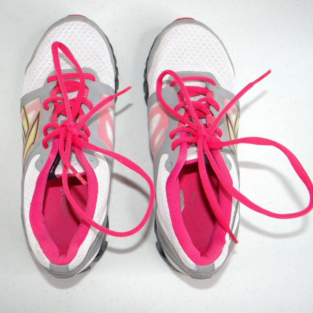 Reebok ZigQuick Fire Womens Running Shoes White Pink Silver Size 6.5