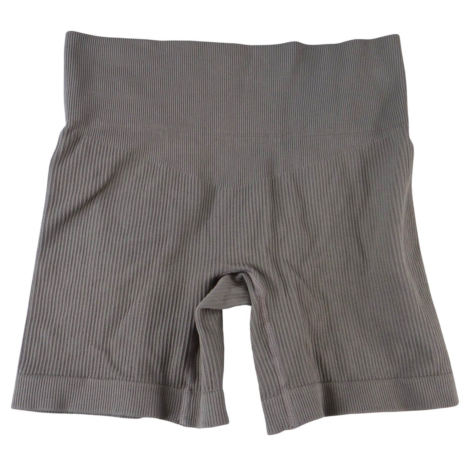 Seamless Ribbed High Waisted Biker Shorts Taupe Brown Size M Activewear