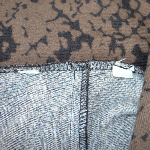 Brown Snakeskin Print Midi Dress Asymmetrical Oversized Collar Long Sleeve