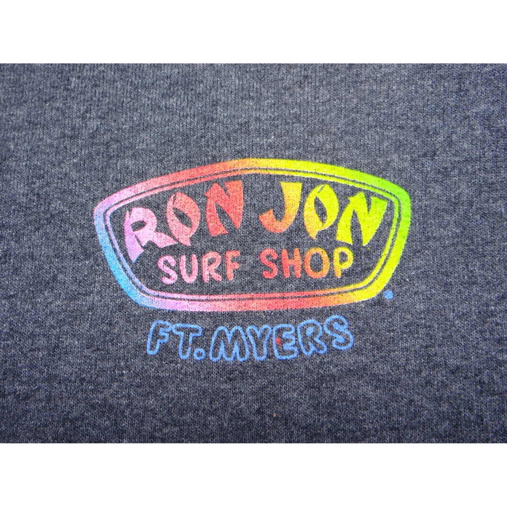 Ron Jon Surf Shop Ft Myers Hoodie Gray Pullover Size S Rainbow Logo