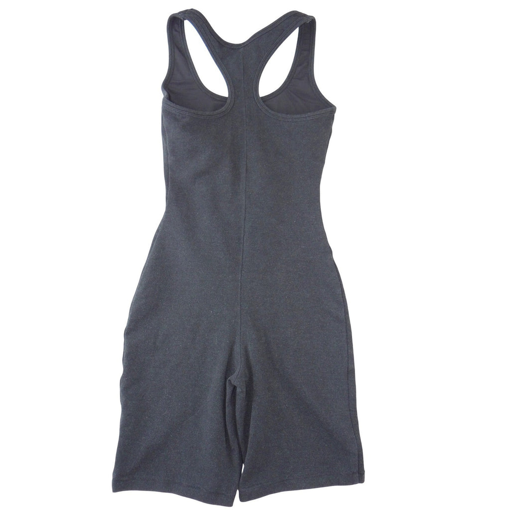 Womens Charcoal Black Racerback Athletic Romper Unitard Bodysuit XS