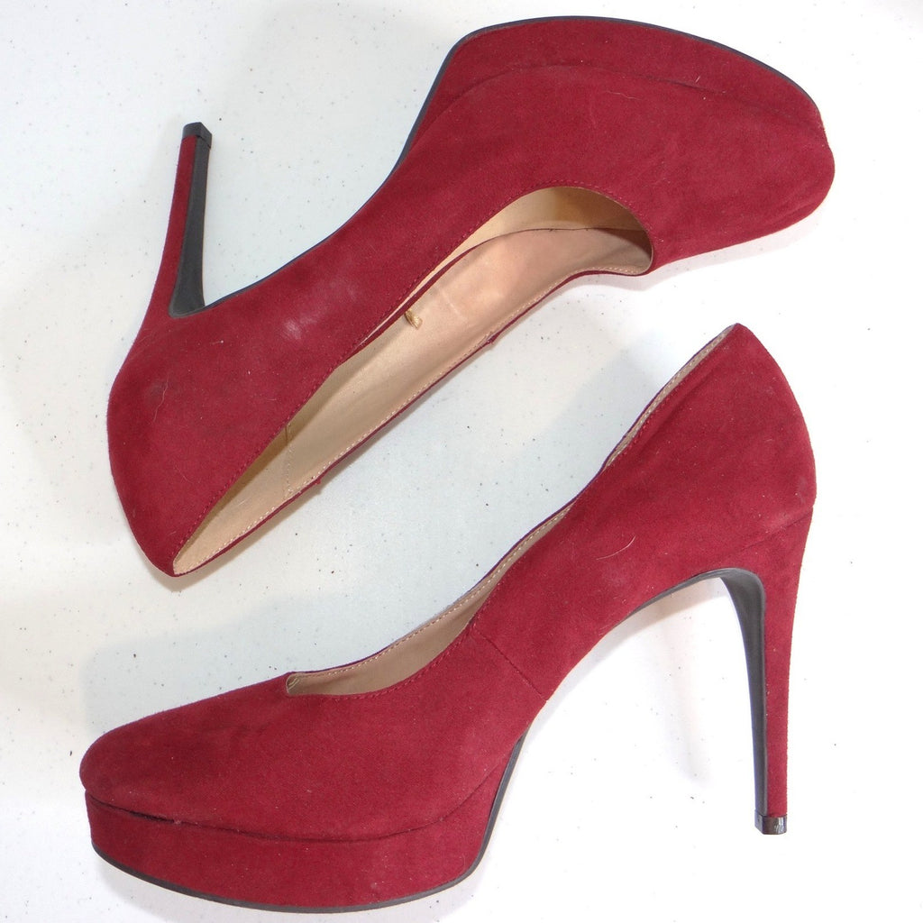 Chinese Laundry Burgundy Red Faux Suede Platform Pumps Stiletto Heels Womens 8.5