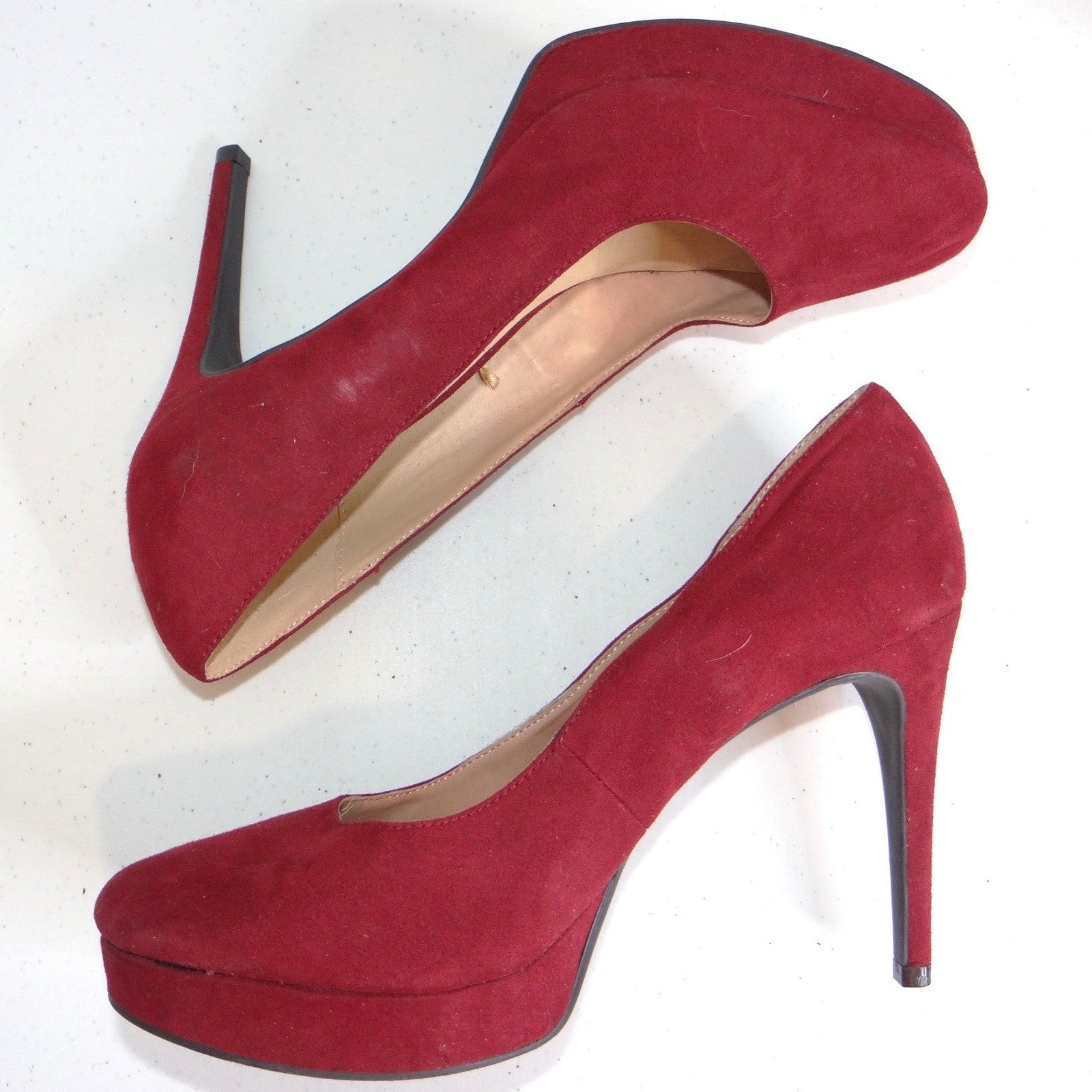 Chinese Laundry Burgundy Red Faux Suede Platform Pumps Stiletto Heels Womens 8.5