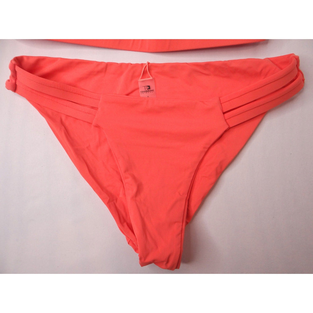 TiniBikini Coral Cutout Triangle Bikini Swimsuit Set Women Size S