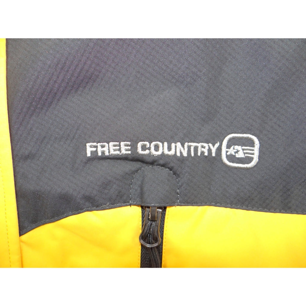 Free Country FCXtreme Mens Yellow Grey Hooded Ski Jacket Fleece Lined Small