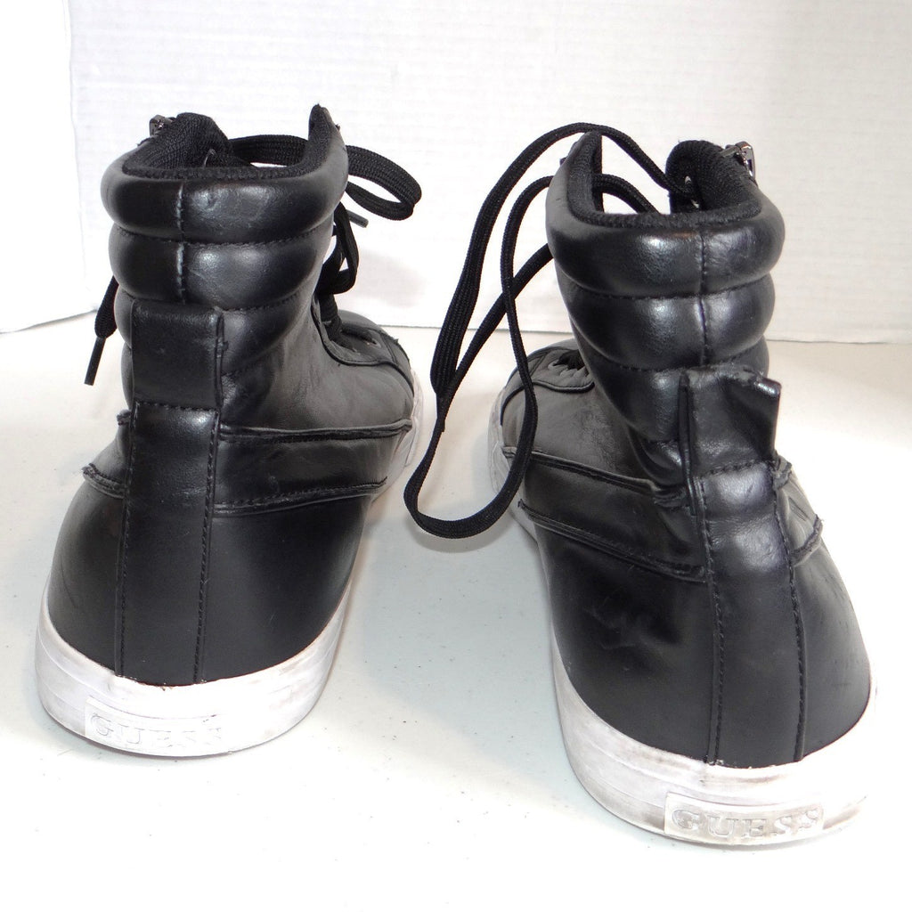 Guess Mens GMPERKIN2-R Black High Top Side Zip Sneakers Size 12 Black White