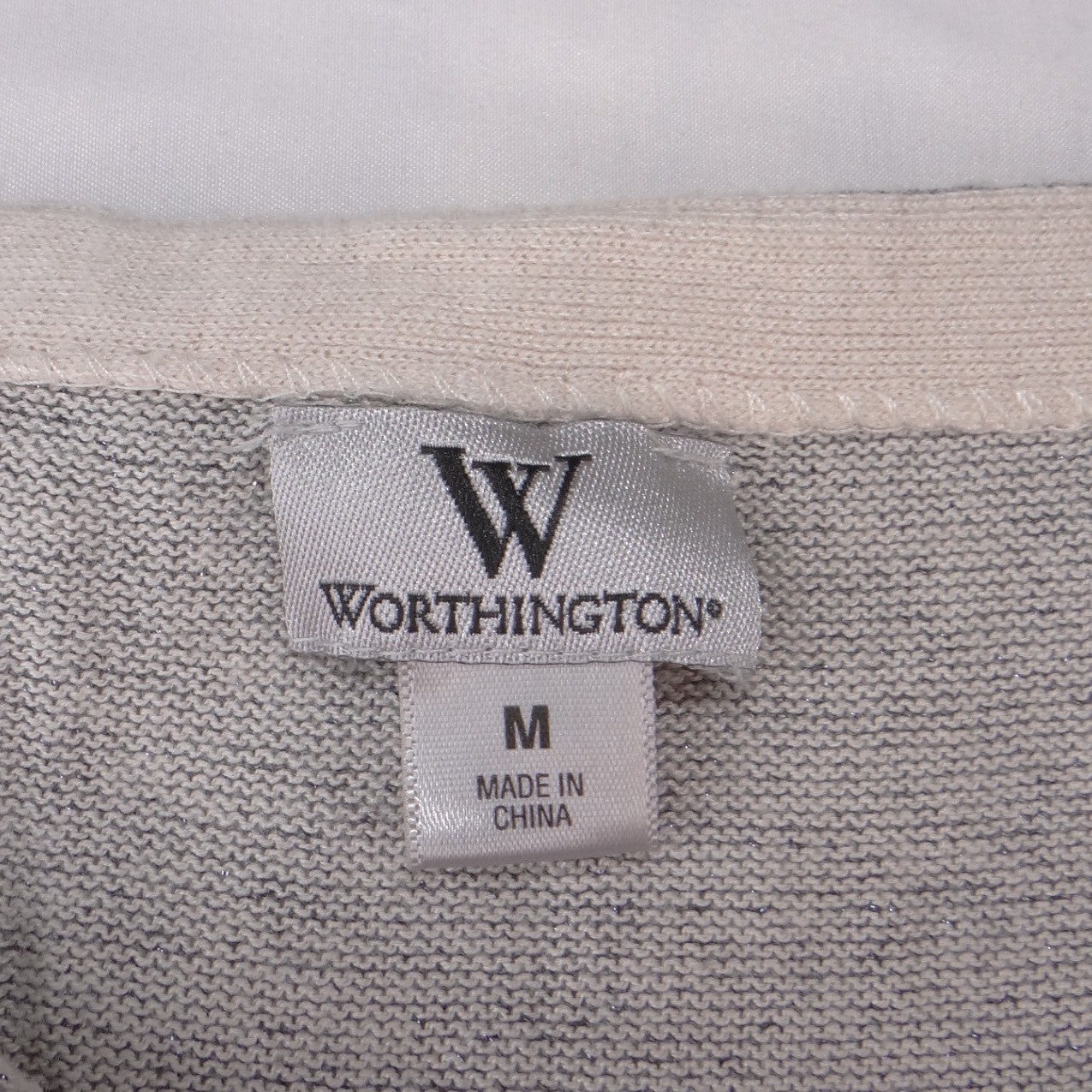 Worthington Silver Metallic Sunburst Knit Shell Top Sleeveless Gray Medium