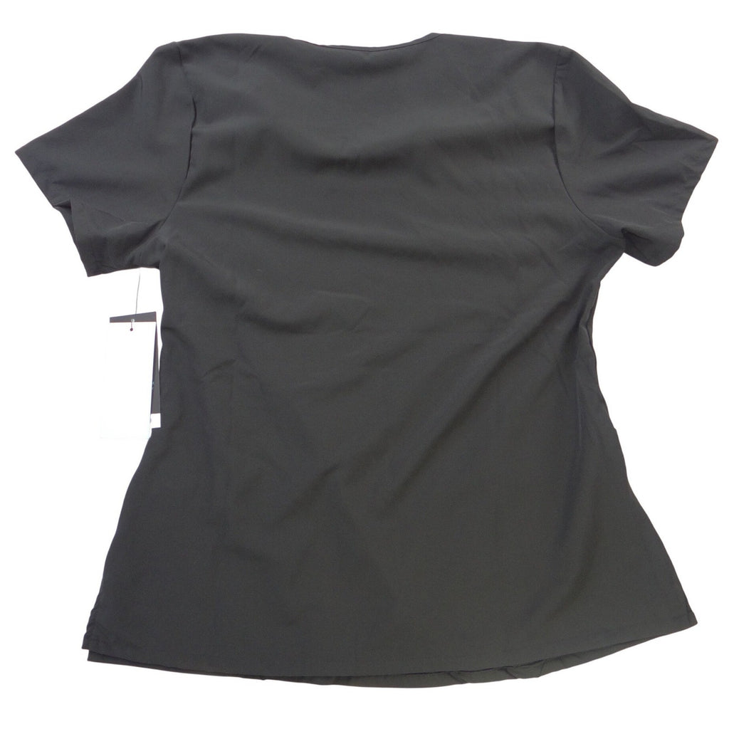 NWT-Sag Harbor We Care Black V-Neck Scrub Top Medical Uniform 4-Way Stretch Med