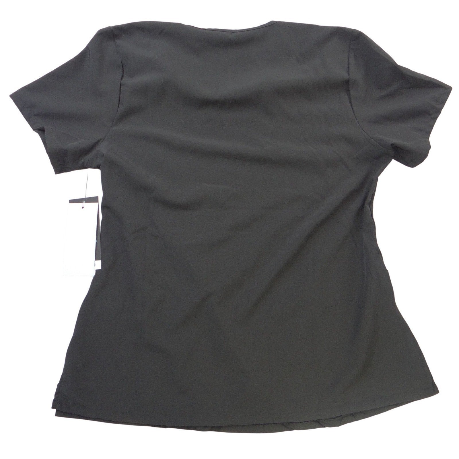 NWT-Sag Harbor We Care Black V-Neck Scrub Top Medical Uniform 4-Way Stretch Med