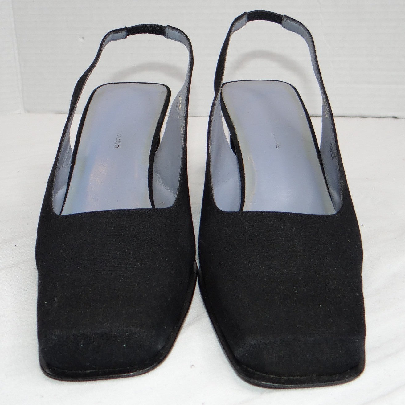 VTG Valerie Stevens Women Black Slingback Square Toe Block Heel w orig box 7.5M