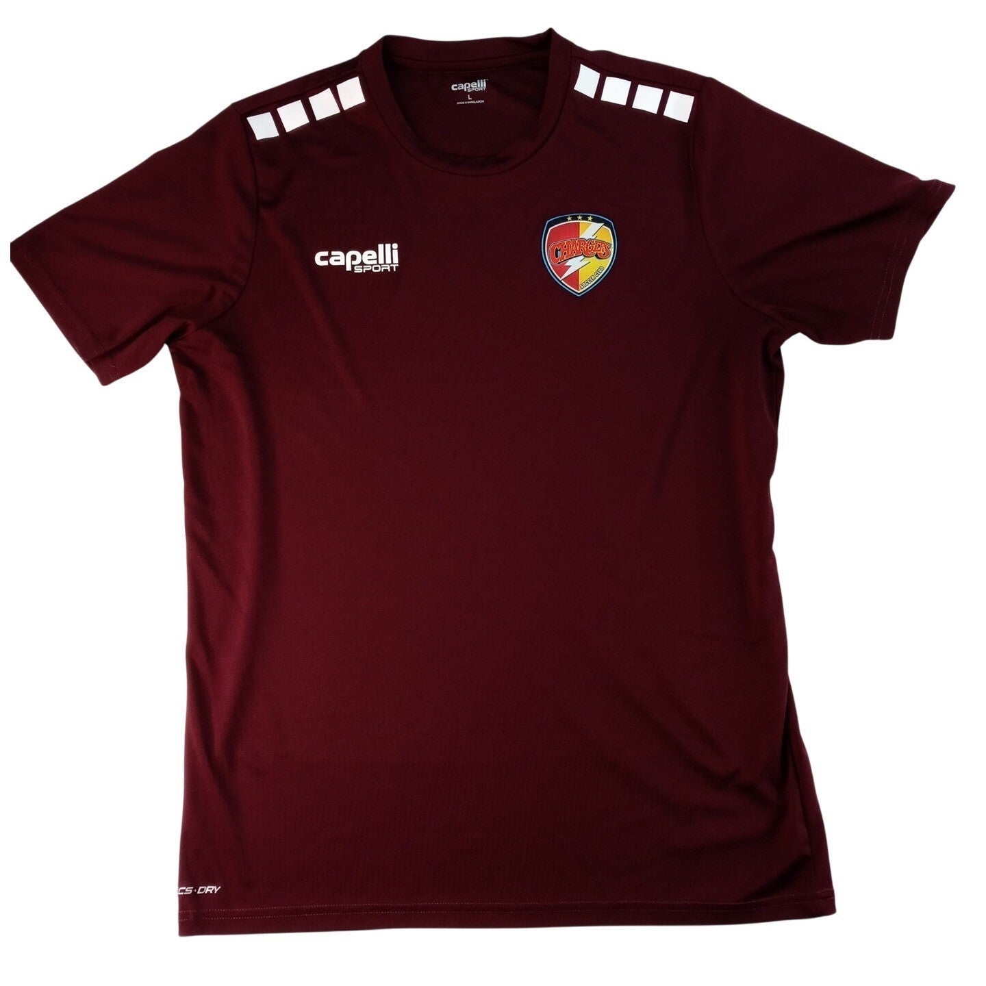 Capelli Sport Mens Burgundy Soccer Jersey Charges SC Short Sleeve | L